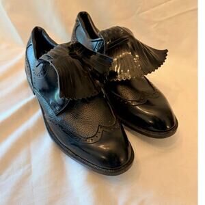Vintage FootJoy GreenJoys Kiltie Golf Shoes Black Leather Metal Spikes USA
